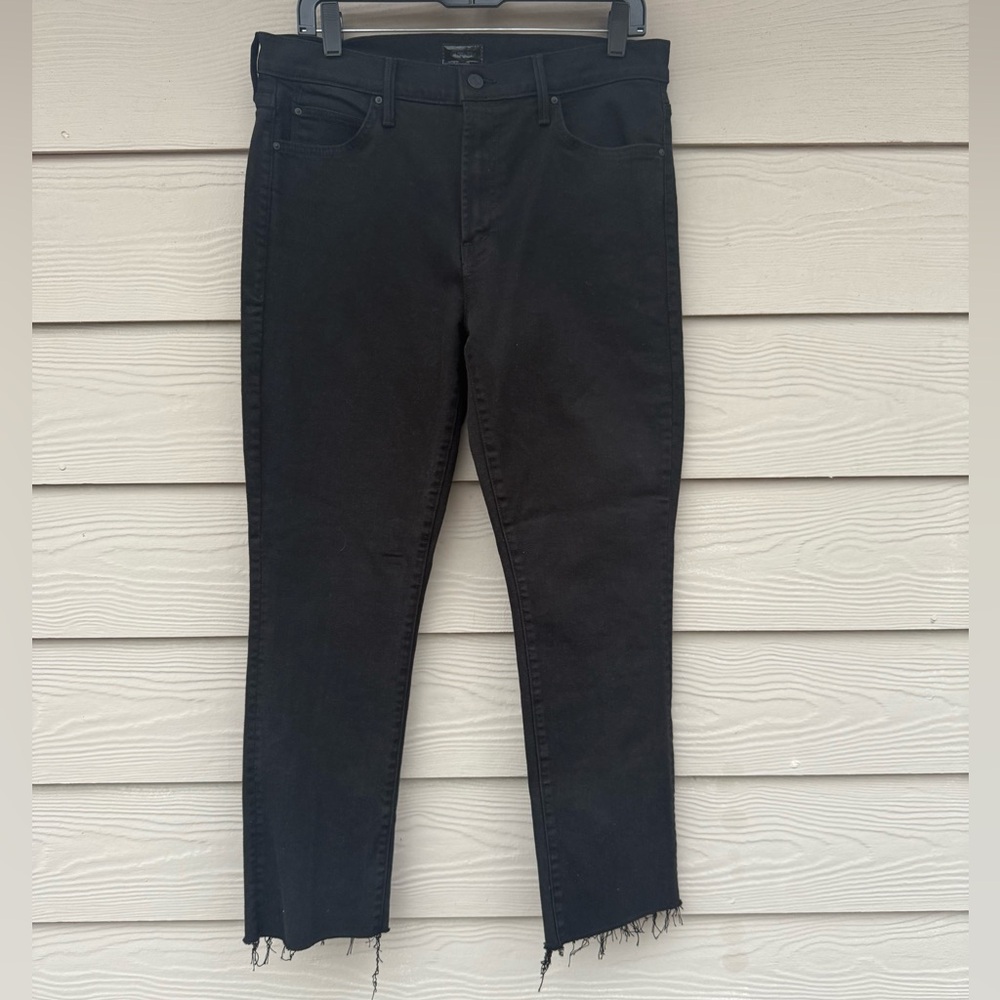 MOTHER The Rascal Ankpe Fray High Rise Black Jeans - Picture 2 of 15